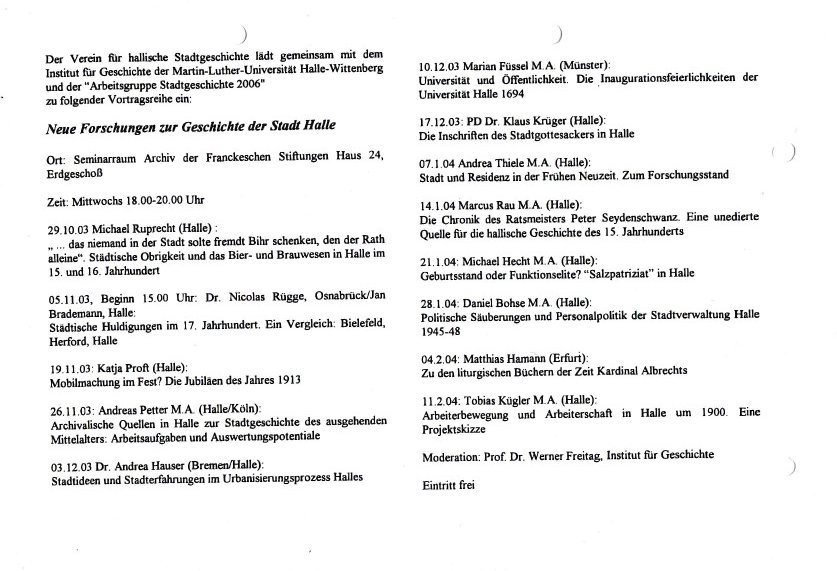 2003 Workshop Neue Forschungen - 2