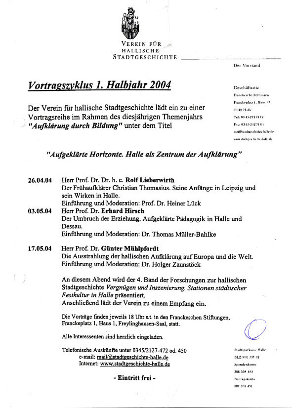 2004 Vortragszyklus Aufgeklärte Horizonte